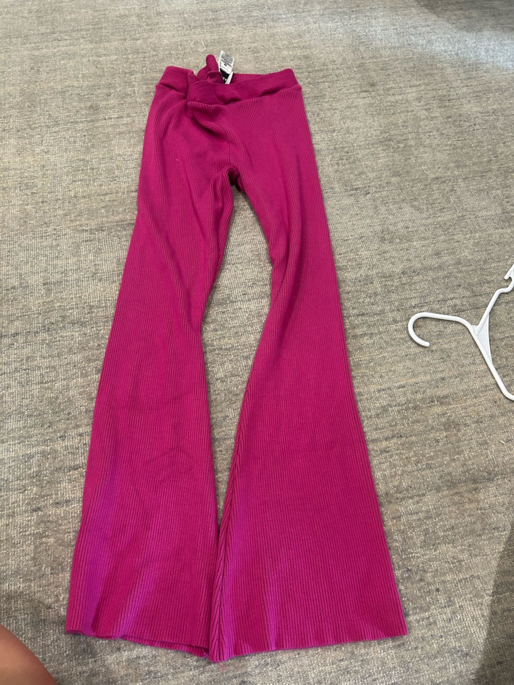 Pink Rose Girls Fuchsia Ribbed Flared Pants